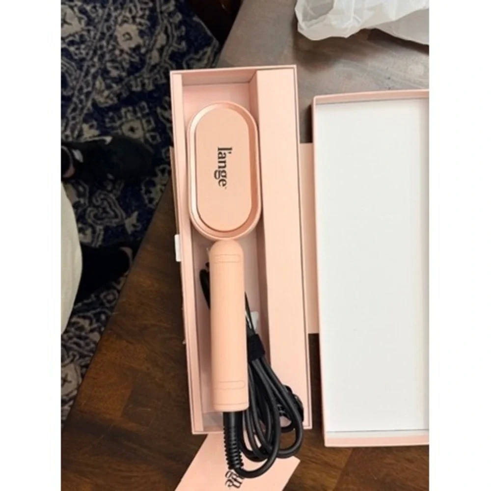 L'ange Mane Pass 2-in-1 Straightening Brush‎ Blush Pink Ceramic Hair Tool
